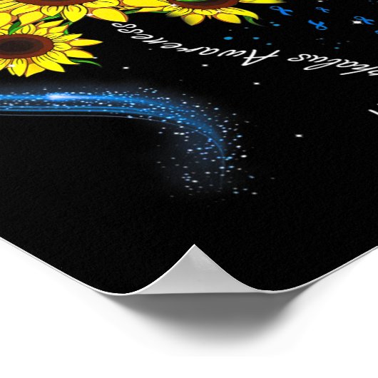 Blauwe Zonnebloem Hydrocefalus Awareness Poster (Hoek)