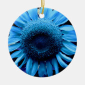 Blauwe zonnebloem keramisch ornament (Voorkant)