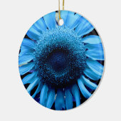 Blauwe zonnebloem keramisch ornament (Links)