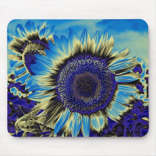 Blauwe Zonnebloem Muismat (Voorkant)