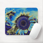 Blauwe zonnebloem muismat (Met muis)