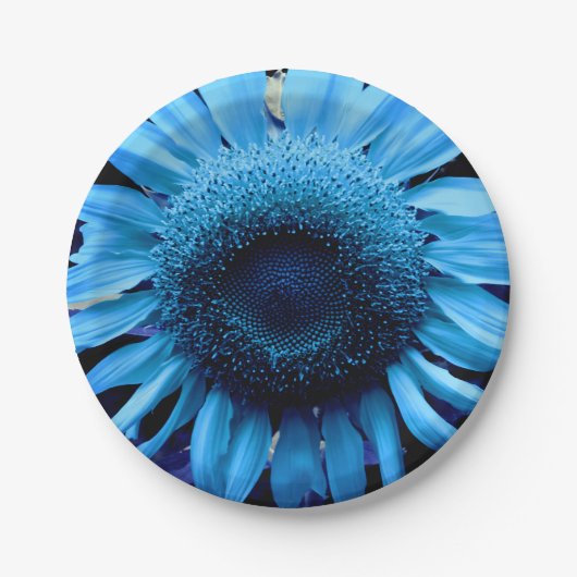 Blauwe zonnebloem papieren bordje (Voorkant)