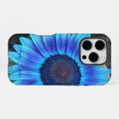 Blauwe Zonnebloem *Personaliseer* iPhone Hoesje (Achterkant horizontaal)