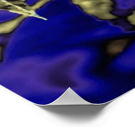 Blauwe zonnebloem poster (Hoek)