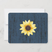 Blauwe Zonnebloem Rustieke Schuur Houten Trouwreac Kaart (Achterkant)