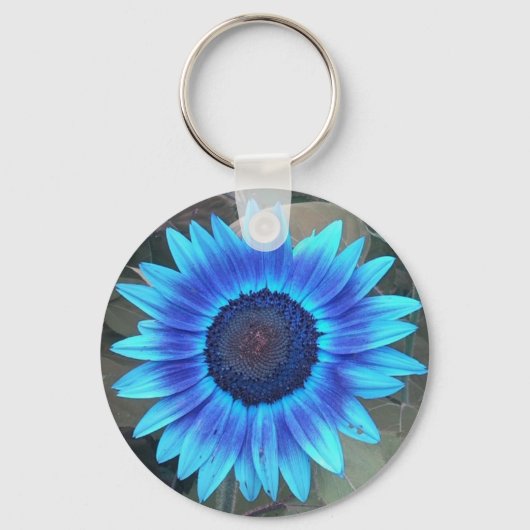 Blauwe zonnebloem sleutelhanger (Voorkant)