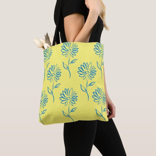 Blauwe zonnebloem Sokken Tote Bag (Dichtbij)