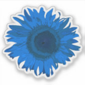 Blauwe zonnebloem sticker (Voorkant)