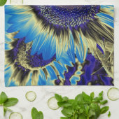 Blauwe zonnebloem theedoek (Gevouwen)