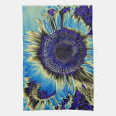 Blauwe zonnebloem theedoek (Verticaal)