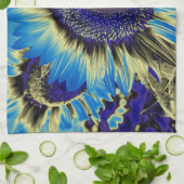 Blauwe zonnebloem theedoek (Gevouwen)