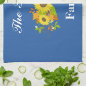  Blauwe Zonnebloem Theedoek (Gevouwen)