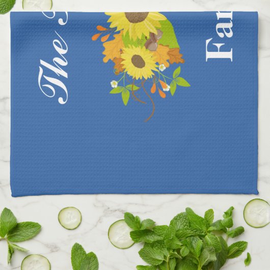  Blauwe Zonnebloem Theedoek (Gevouwen)