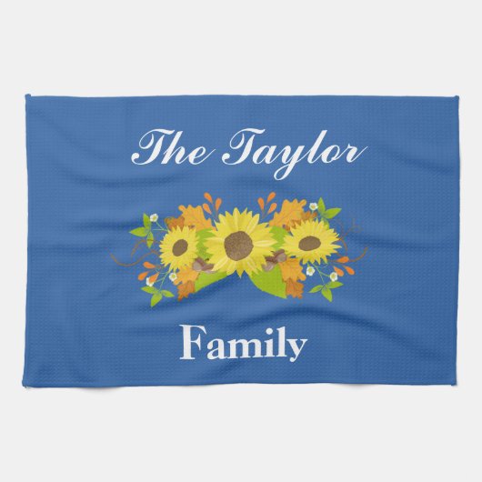  Blauwe Zonnebloem Theedoek (Horizontaal)