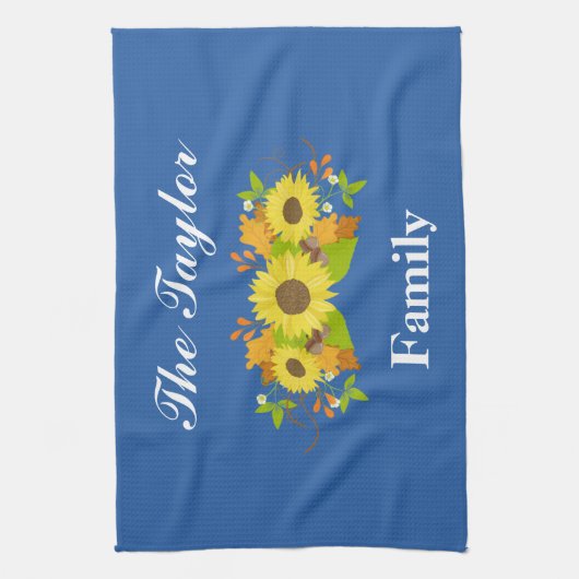  Blauwe Zonnebloem Theedoek (Verticaal)