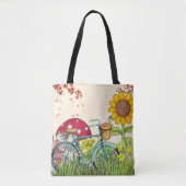 Blauwe zonnebloem tote bag (Voorkant)
