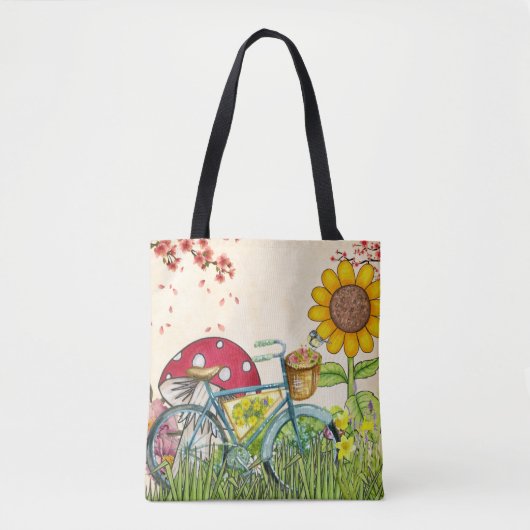Blauwe zonnebloem tote bag (Voorkant)