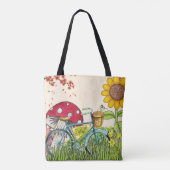 Blauwe zonnebloem tote bag (Achterkant)