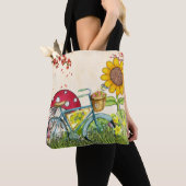Blauwe zonnebloem tote bag (Dichtbij)