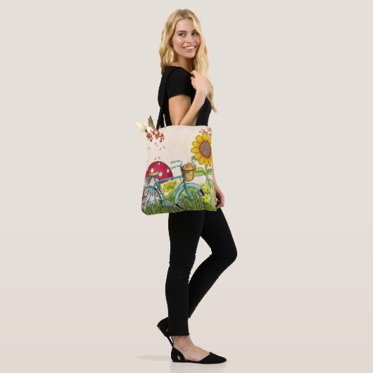 Blauwe zonnebloem tote bag (Op model)