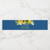 Blauwe Zonnebloem Trouwfles Waterfles Label Etiket (Enkel label)