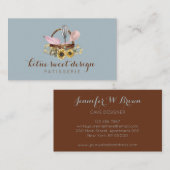 Blauwe zonnebloem Whisk Spoon Pastry Bag Chef Bake Visitekaartje (Voorkant / Achterkant)