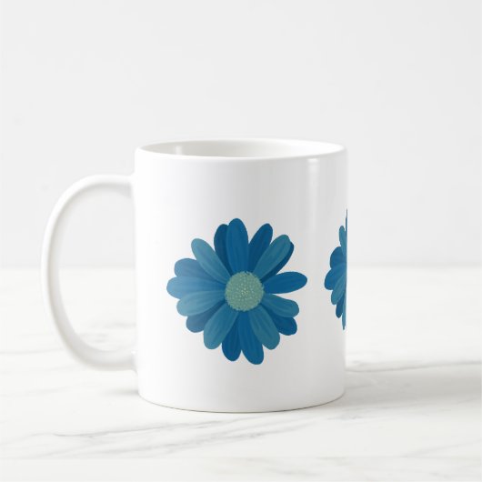 Blauwe zonnebloemen koffiemok (Links)