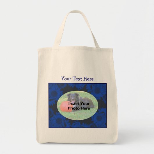 Blauwe zonnebloemen Ontwerp Floral Foto Tote Bag (Voorkant)