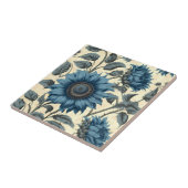 Blauwe zonnebloemen patroon tegeltje (Zijkant)