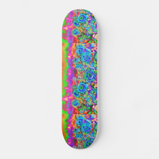 Blauwe zonnebloemen skateboard (Voorkant)