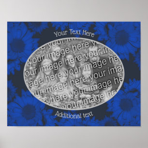 Blauwe zonnebloemen Voeg uw foto gepersonaliseerd  Poster