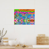 Blauwe zonnebloemen voor altijd, abstracte bloemen poster (Keuken)