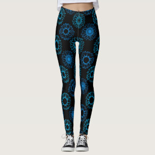 Blauwe zonnebloemenpatroon Zwarte BG Leggings