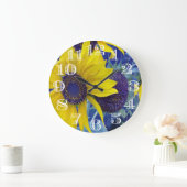 Blauwe zonnebloemontwerpklok grote klok (Huis)