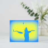 blauwe zonnebrand briefkaart (Staand voorkant)