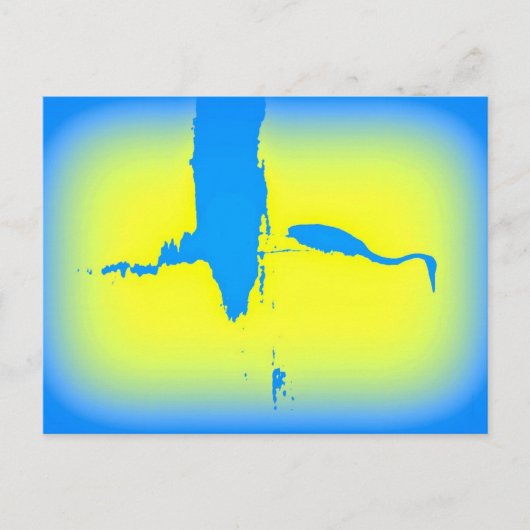 blauwe zonnebrand briefkaart (Voorkant)