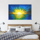Blauwe zonnereflecties canvas afdruk (Insitu (Slaapkamer))