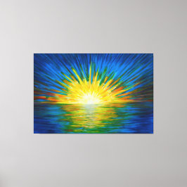 Blauwe zonnereflecties canvas afdruk