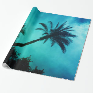 Blauwe zonsondergang Hawaïaanse Exotische Palmbome Cadeaupapier