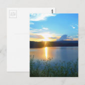 Blauwe zonsondergang op het meer briefkaart (Voorkant / Achterkant)