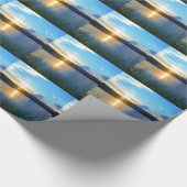 Blauwe zonsondergang op het meer cadeaupapier (Hoek)