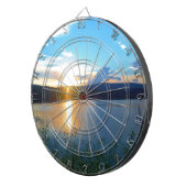 Blauwe zonsondergang op het meer dartbord (Voorkant Rechts)