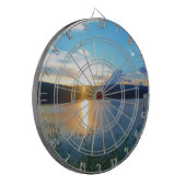 Blauwe zonsondergang op het meer dartbord (Voorkant Links)