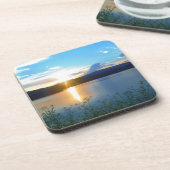 Blauwe zonsondergang op het meer drankjes onderzetter (Linkerzijde)