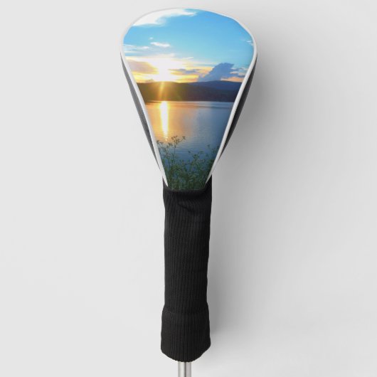 Blauwe zonsondergang op het meer golfheadcover (Voorkant)