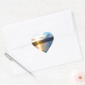 Blauwe zonsondergang op het meer hart sticker (Envelop)
