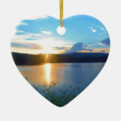 Blauwe zonsondergang op het meer keramisch ornament (Voorkant)