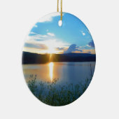 Blauwe zonsondergang op het meer keramisch ornament (Rechts)