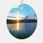 Blauwe zonsondergang op het meer keramisch ornament (Links)