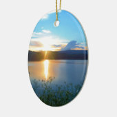 Blauwe zonsondergang op het meer keramisch ornament (Links)